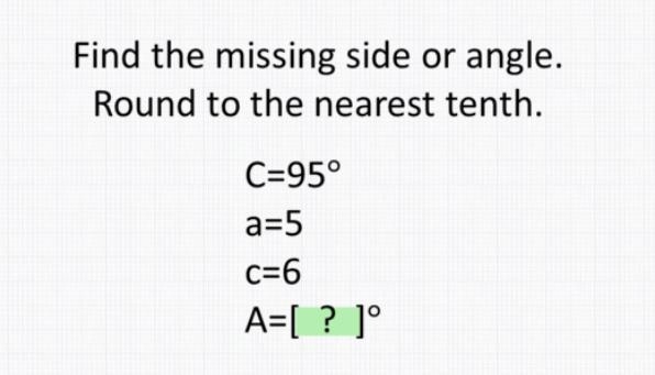 Find angle A. to the nearest tenth-example-1