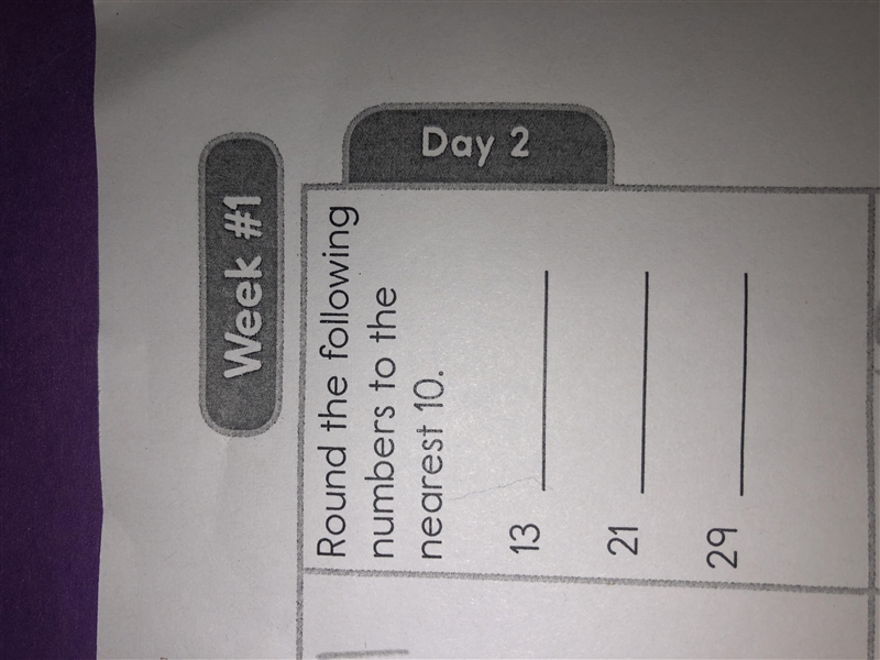 Round the following numbers to the nearest 10. 13-21-29-example-1