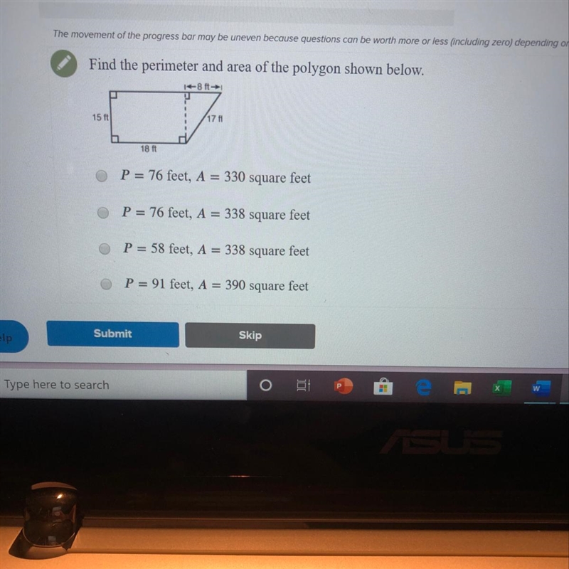 Help finding the perimeter of a polygon! Answer choices in picture*-example-1