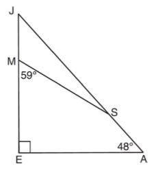 What is the measure of ∠JSM? A) 12° B) 17° C) 23° D) 31°-example-1