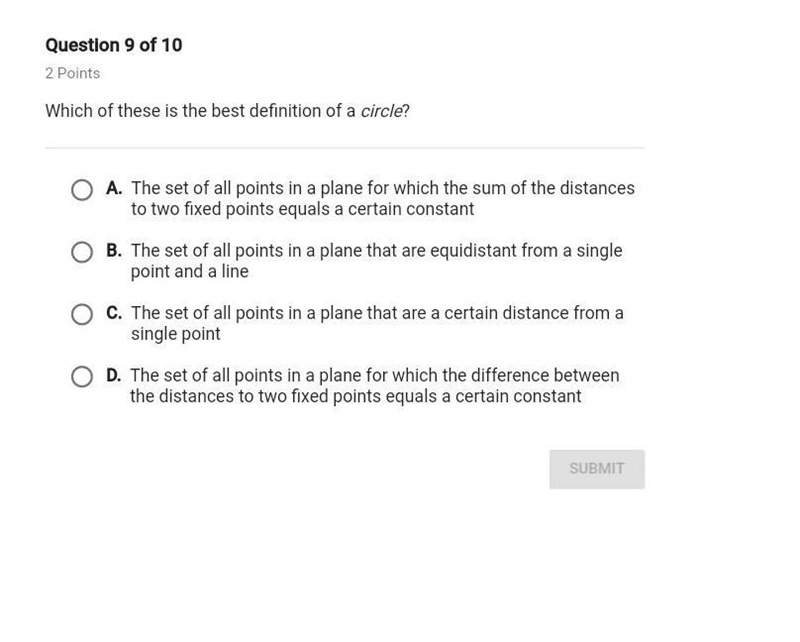 Which of these is the best definition of a circle?​-example-1