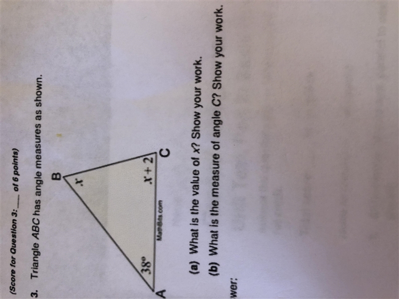 PLEASE ANSWER What is the value of x? Show your work What is the measure of angle-example-1