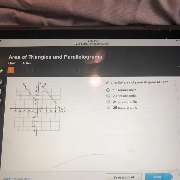 What is the area of parallelogram ABCD-example-1