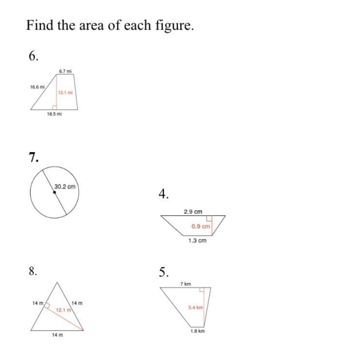 Find the Area of each figure.-example-1