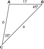 5. Solve the following triangle for all missing sides and angles. Part I: What is-example-1