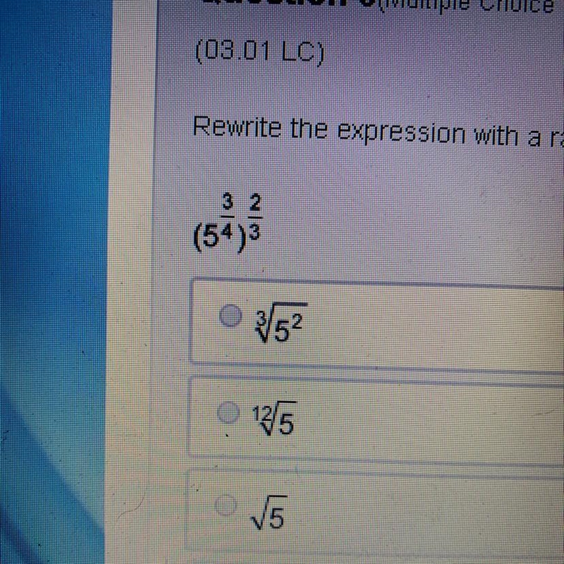 Rewrite the expression with a rational exponent as a radical expression-example-1