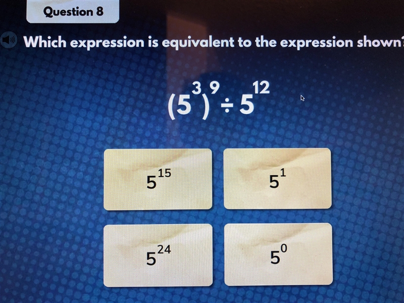 HELP!!! Which expression is equivalent to the expression shown?-example-1