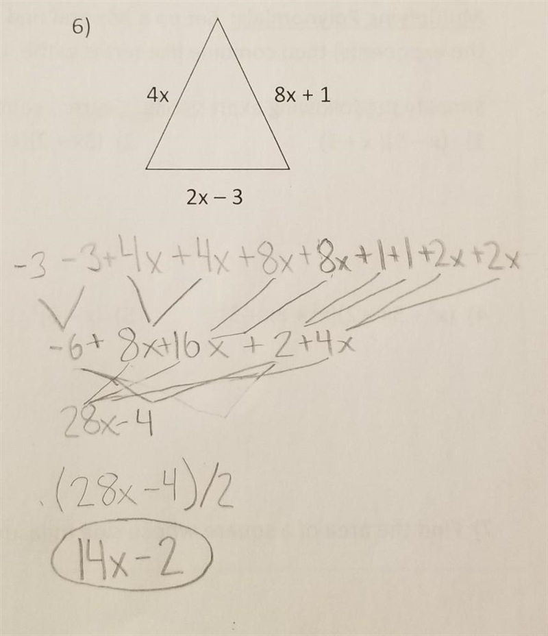 Did I do this right? I'm suppose to find the perimeter.​-example-1