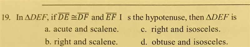 Please help me on this problem In ΔDEF, if ΔDE ≅ ΔDF is the hypotenuse, then ΔDEF-example-1