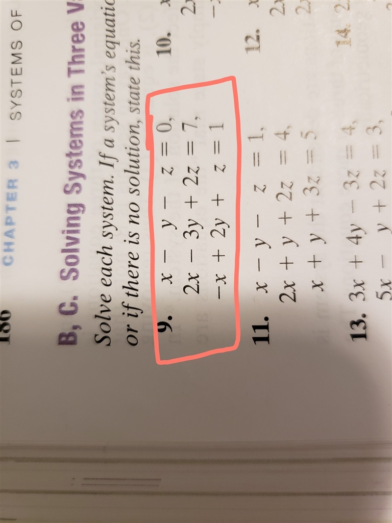 3x+4y-3z=4;5x-y+2z=3;x+2y-z=-2 Solving Systems in three variables​-example-1