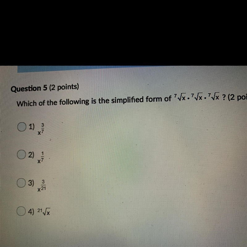 Which of the following is the simplified form of ^7 radical x • ^7 radical x • ^7 radical-example-1