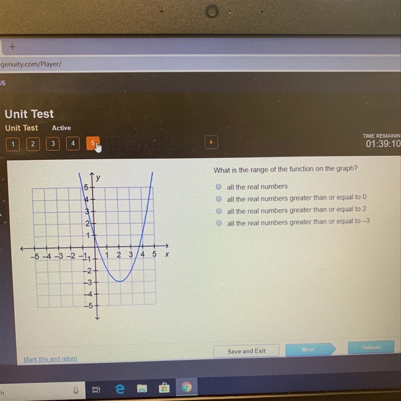 PLEASE HELP !!!! What is the range of the function on the graph? all the real numbers-example-1