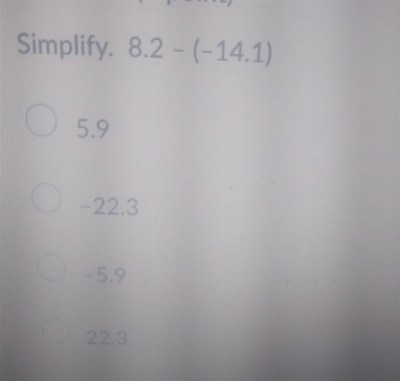 Simplify. 8.2 - (-14.1)​-example-1