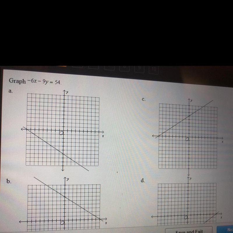 Graph -6x-9y=54 A B C D-example-1