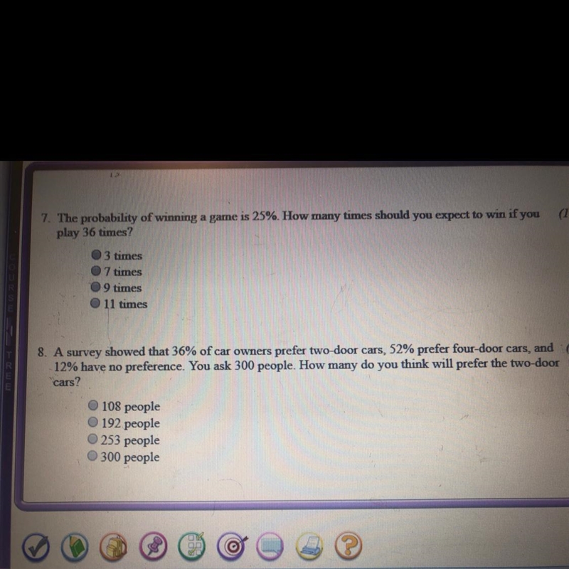 7. What should I expect if you play 36 times 8. How many preferred 2 door cars DO-example-1