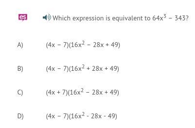 Which expression is equivalent to 64x^3-343-example-1