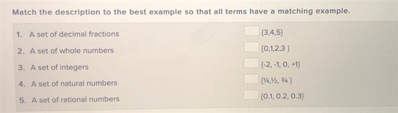 Match the description to the best example so that all terms have a matching example-example-1