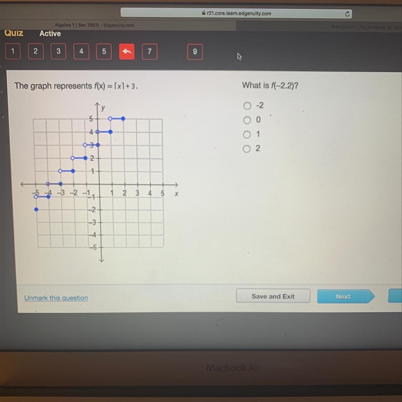 The graph represents f(x)=[x]+3. what is f(-2.2)?-example-1