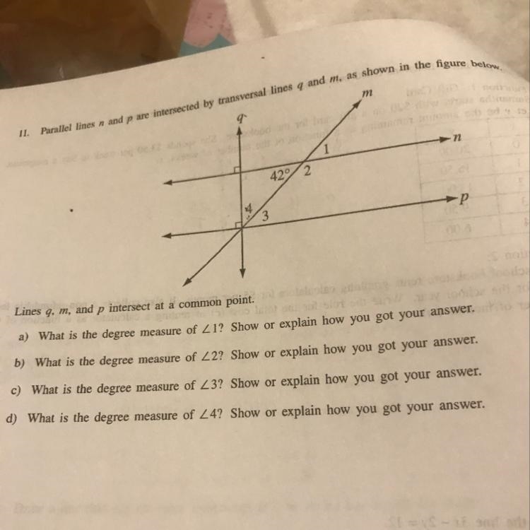 Please explain how you found the measure of angle one angle two and angle three and-example-1