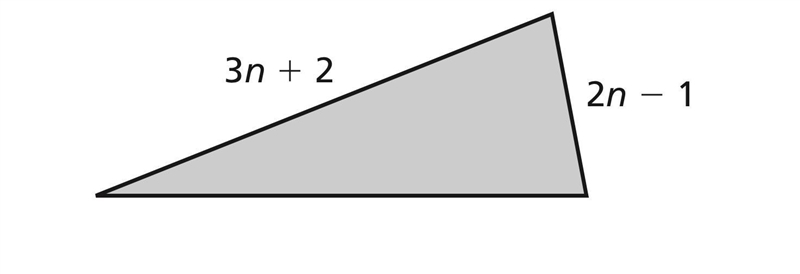 The expression 9n + 1 represents the perimeter (in meters) of the triangle. Write-example-1