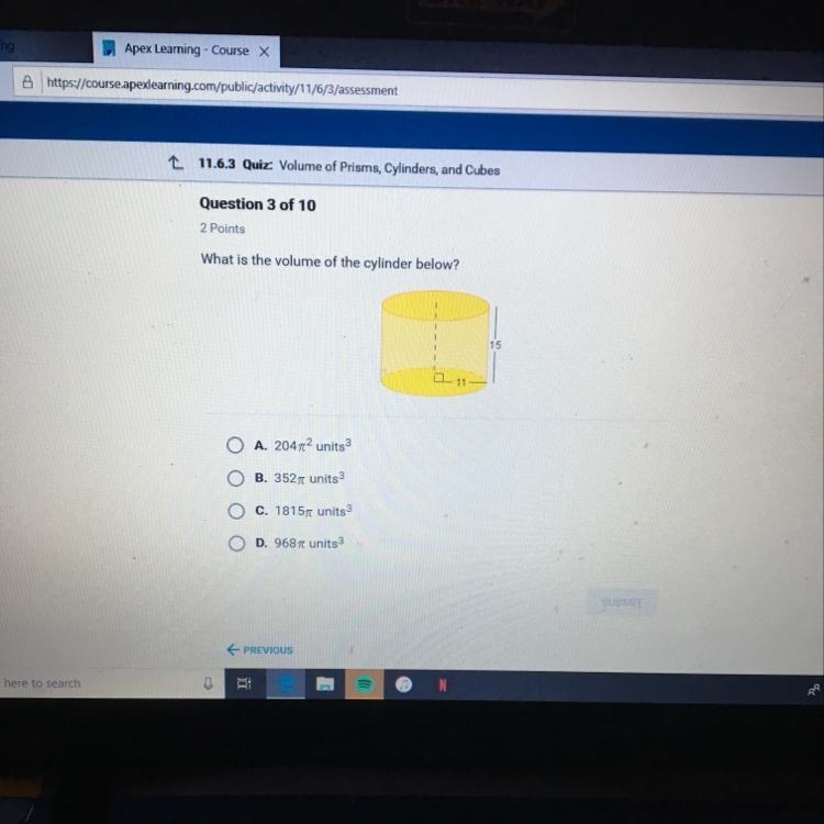 What is the volume of the cylinder below?-example-1