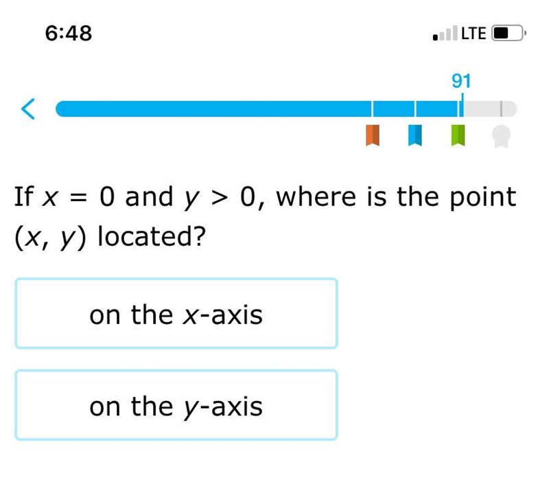 If x=0 and y>0, where is the point (x,y) located?-example-1