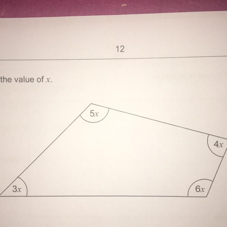 Work out the value of x. Help me pls-example-1