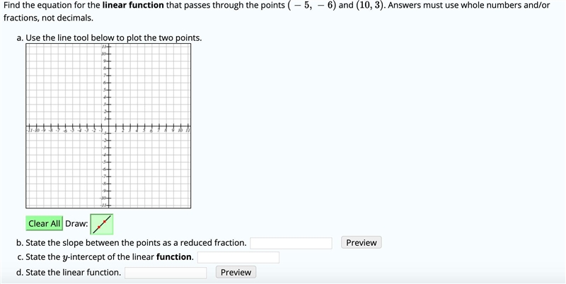 Find the equation for the linear function that passes through the points (−5,−6) and-example-1