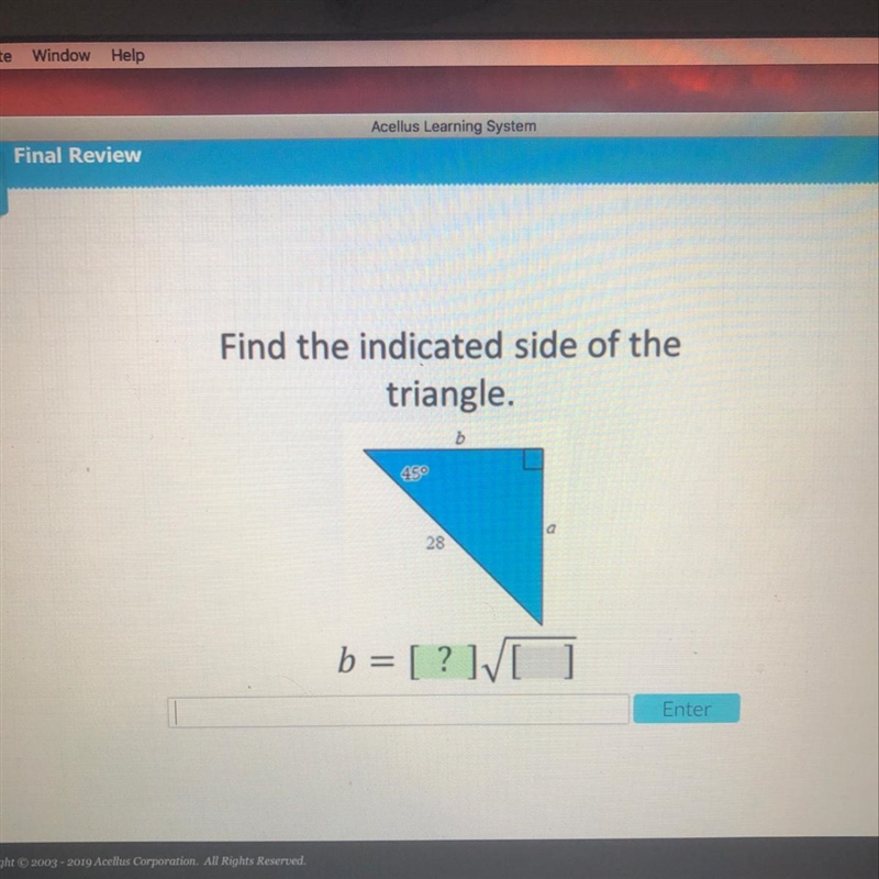 Find the indicated side of the triangle. Please Help-example-1