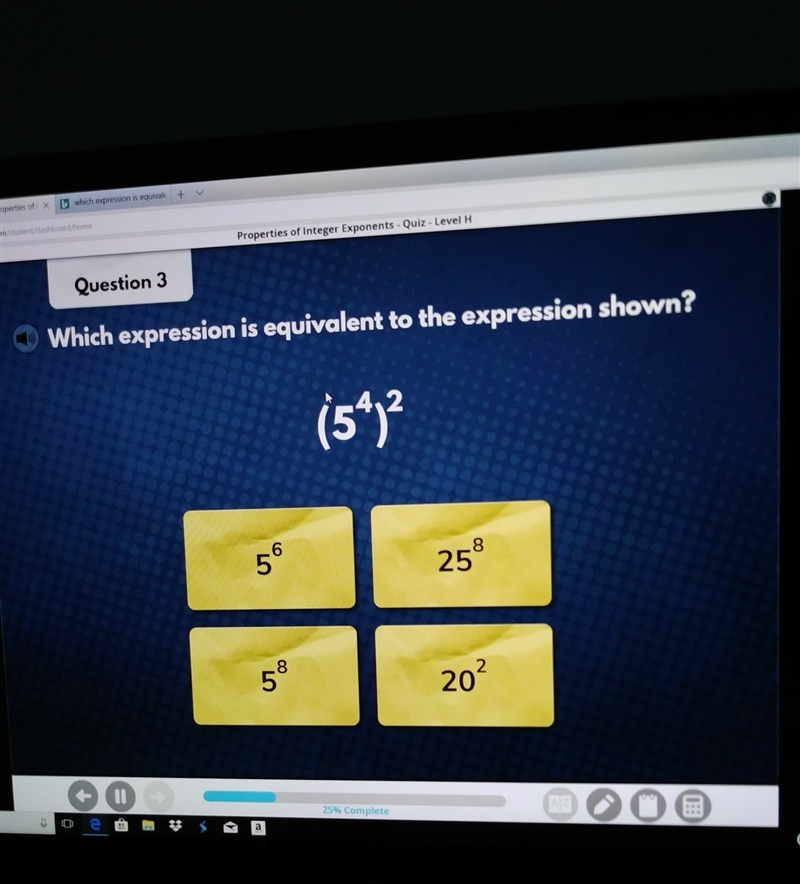 Wich expression is equivalent the the expression shown-example-1