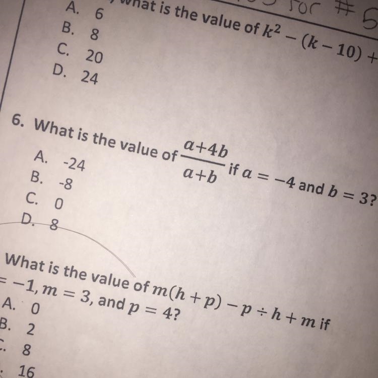 What is the answer to number 6.-example-1