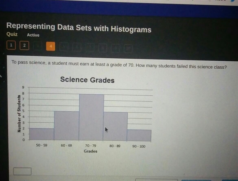 To pass science, a student must earn at least a grade of 70. How many students failed-example-1