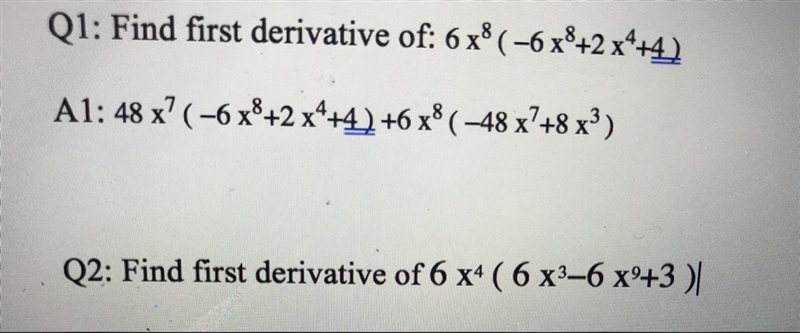 How to solve for first derivative?? I have two questions, one where I have the answer-example-1