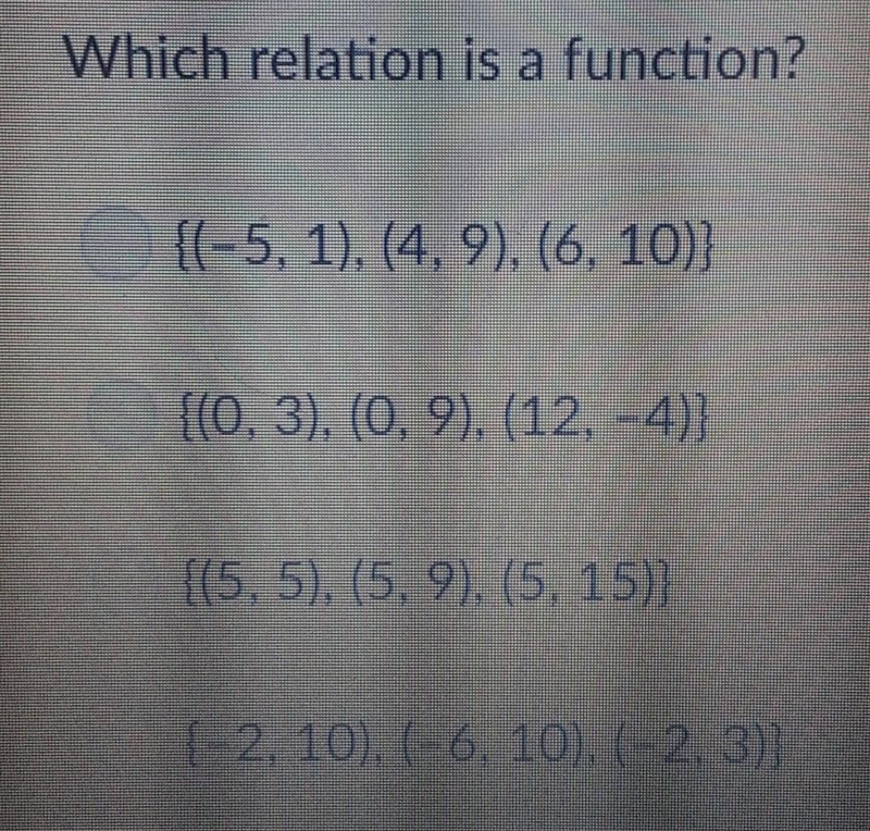 Which relation is a function? ​-example-1