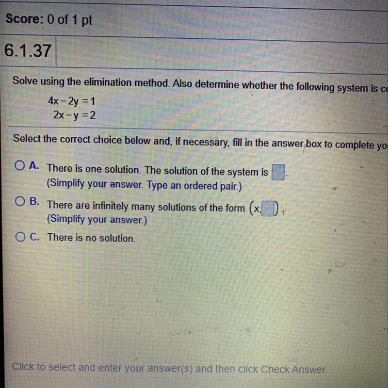 Solve the elimination method-example-1