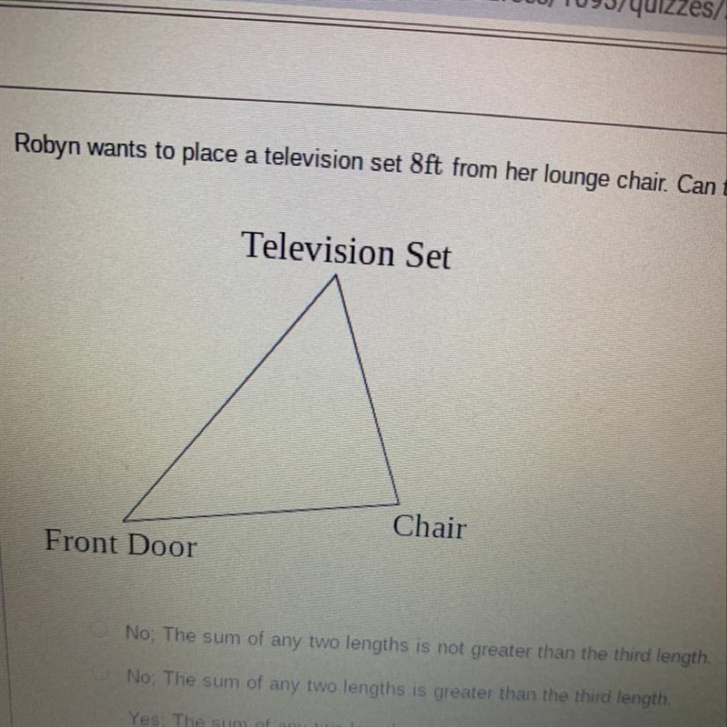 Question 3:20 pts Robyn wants to place a television set 8ft from her lounge chair-example-1