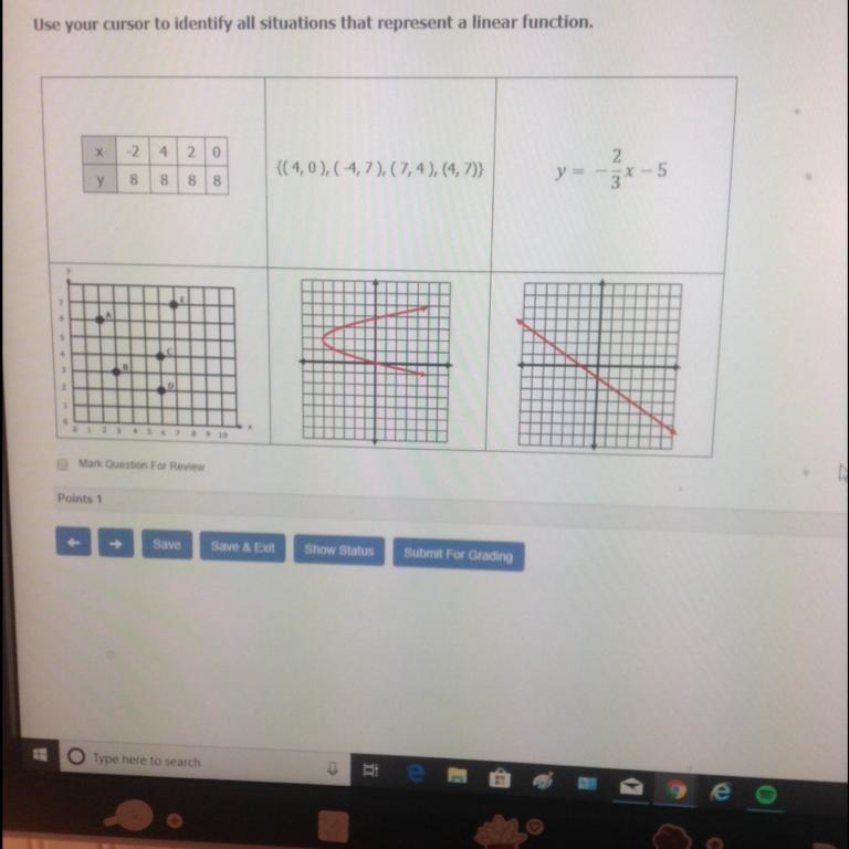 Plz need help ASAP Which of these situations represents s linear function?-example-1