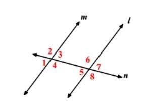 In the image shown, line n is a transversal cutting lines l and m. ∠3 = 2x + 30 ∠5 = 3x-example-1