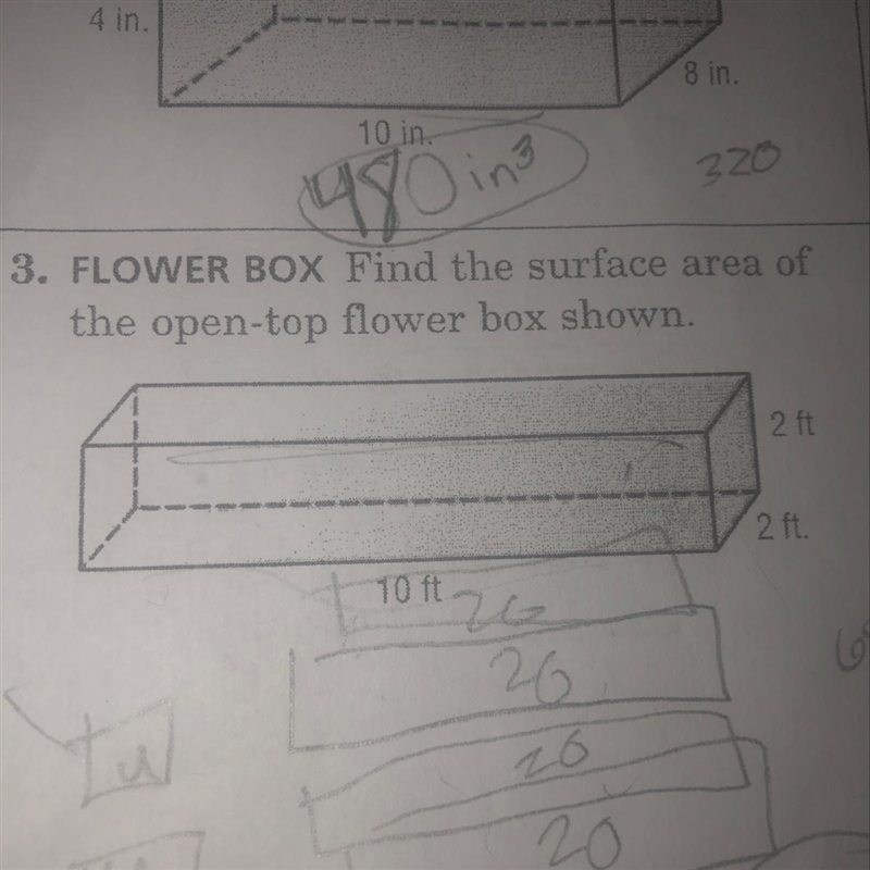 Find the surface area of the open top flower box shown-example-1