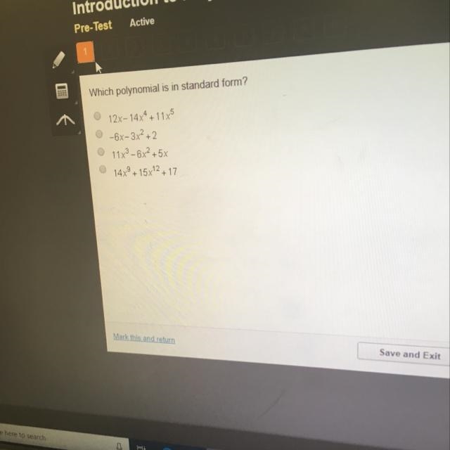 Which polynomial is in standard form?-example-1