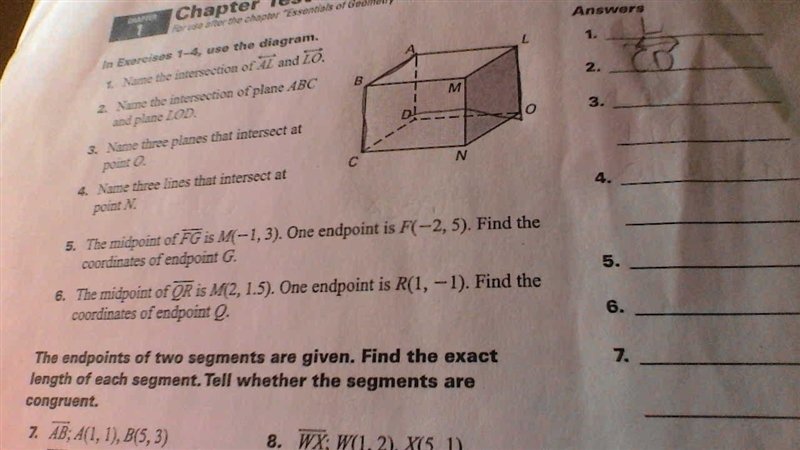 Name 3 planes that intersect at point O-example-1