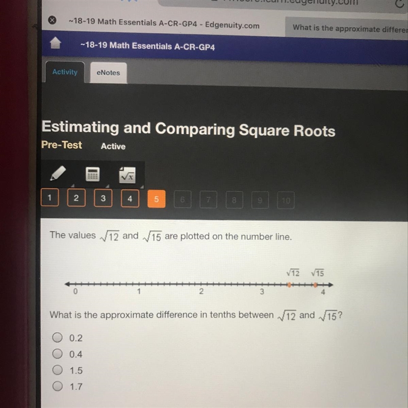 Which is the approximate difference in the tenths between?-example-1