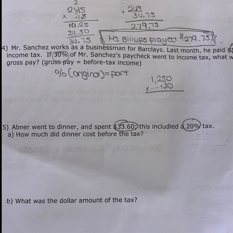 Abner went to dinner, and spent 33.60 this included 20% tax. How much did dinner cost-example-1