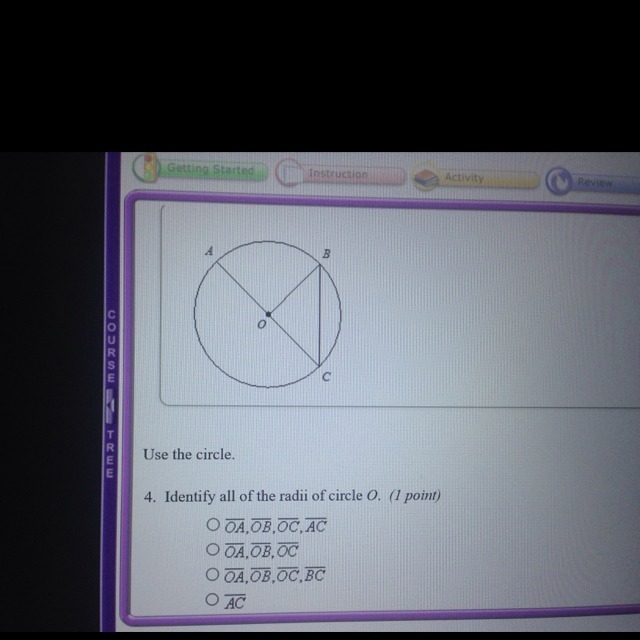 Identify all of the radii of circle O PLEASE HELP!!-example-1