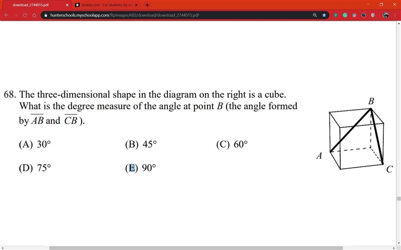 The three-dimensional shape in the diagram on the right is a cube. What is the degree-example-1