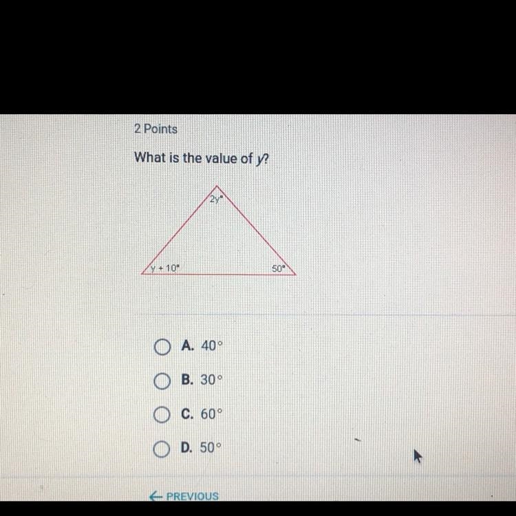 !ASAP 10 points!!! What is the value of y?-example-1