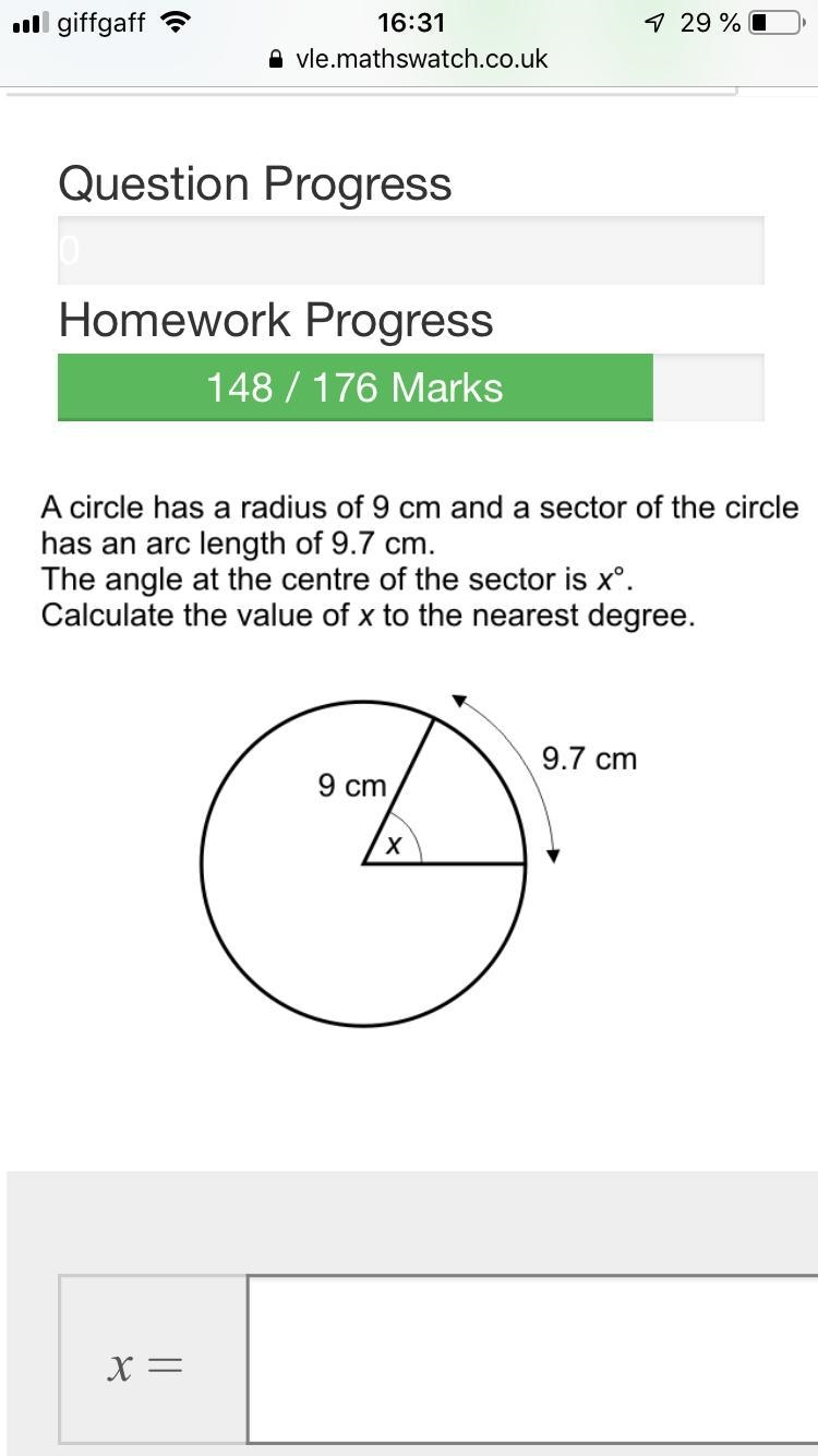 Calculate the value of x to the nearest degree-example-1