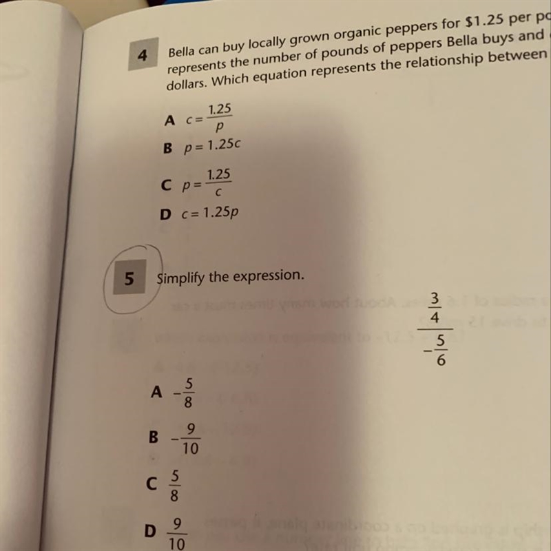 Simplify the expression 3/4÷-5/6-example-1