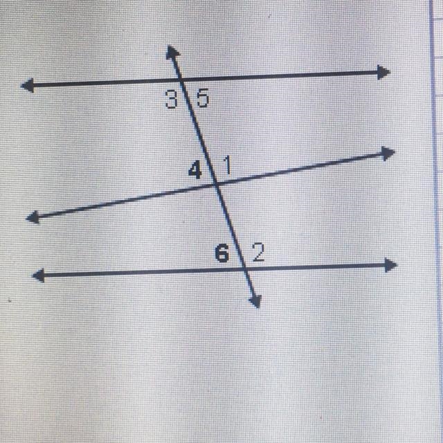 HELP!!Use the figure to decide the type of angle pair that describe <6 and<4.-example-1