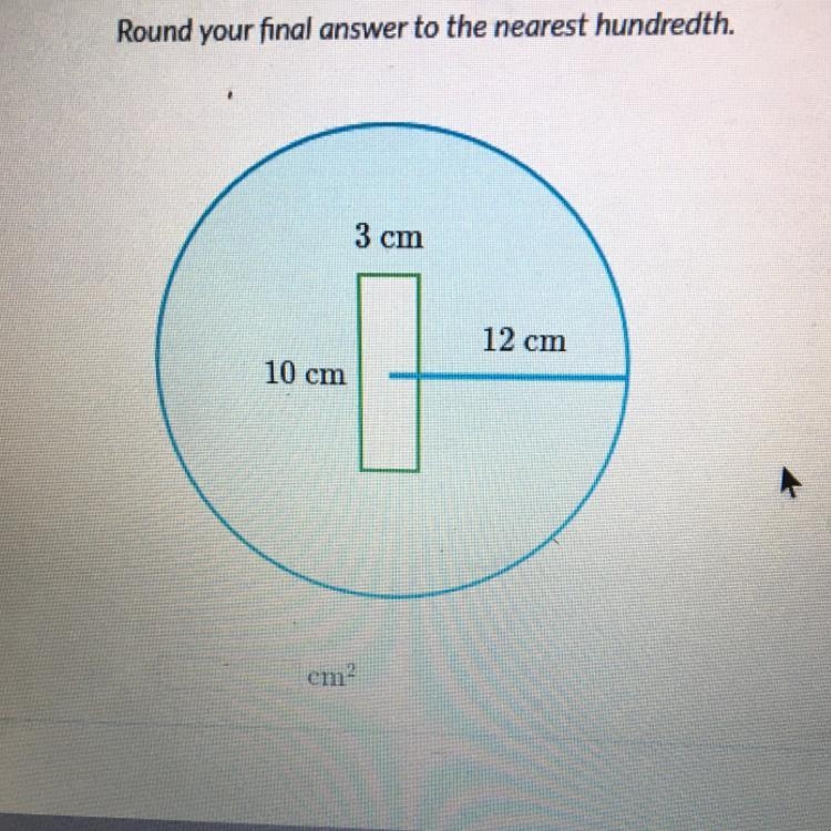 What is the area of the shaded reigon? Round to the nearest hundredth.-example-1